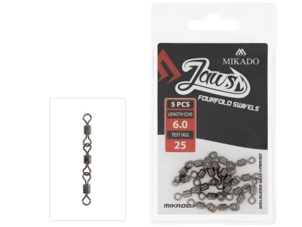 Mikado Obratlíky Jaws Fourfold Swivels 5ks (Délka 7,2cm, Nosnost 35kg)
