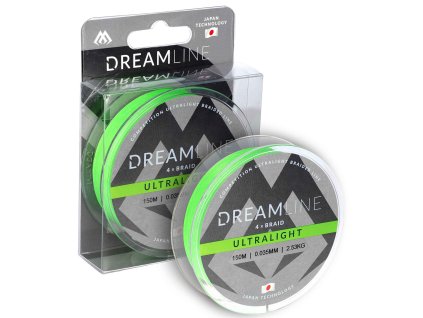Mikado Pletená Šňůra Dreamline Ultralight Fluo Zelená 150m (Délka 150m, Nosnost 2,53kg, Průměr 0,035mm)