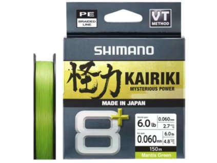 Shimano Pletená Šňůra Kairiki 8+ Mantis Green (Nosnost 4,8kg, Průměr 0,06mm)