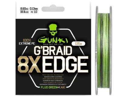 Gunki Pletená Šňůra G Braid 8X Edge 135m (Nosnost 8,6kg, Průměr 0,13mm)
