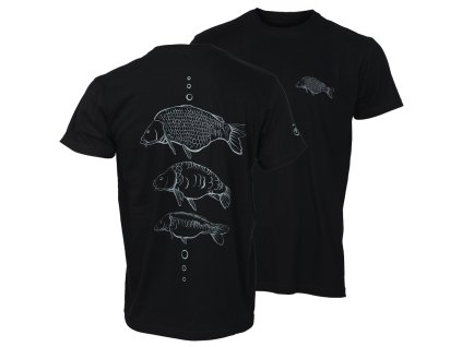 Giants fishing Tričko pánské černé Tři kapři (Velikost XL)