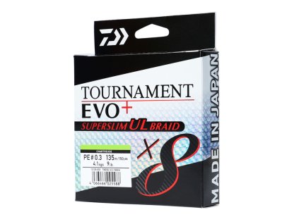 Daiwa Pletená Šnůra Tournament X8 Braid EVO+ SUPERSLIM UL Chartreuse 135m (Délka 135m, Nosnost 6,4kg, Průměr 0,5mm)