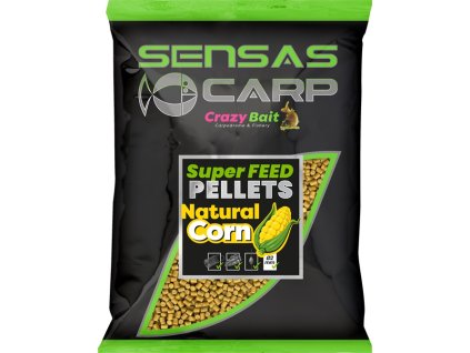 Sensas Pelety Super Feed Natural Corn 650g  (Průměr 4mm)