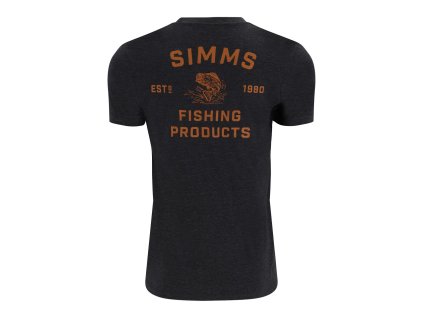 Simms Tričko Stacked Bass T-Shirt Charcoal Heather  (Velikost XL)