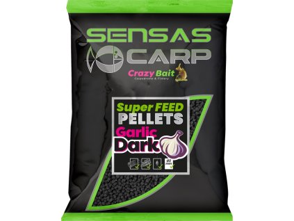 Sensas Pelety Super Feed Garlic Dark 650g  (Hmotnost 650g, Průměr 4mm)