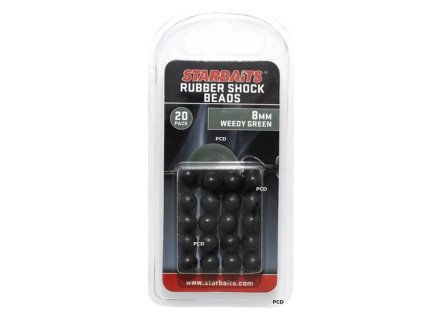 Starbaits Korálky Rubber Shock Beads 8mm 20ks (Barva Weedy Green)