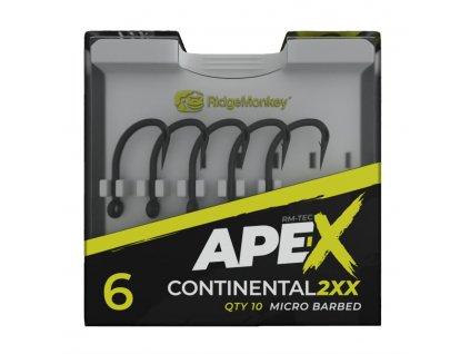 RidgeMonkey Háček Ape-X Continental 2XX Barbed 10ks