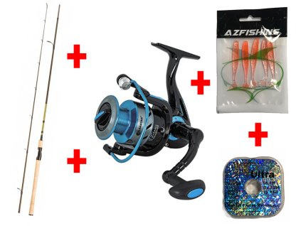 Přívlačový set 1+1 Prut Effzett Classic Spin 2,4m 10-30g 2-díl + Naviják Albastar HIT 320 + zdarma Vlasec + zdarma 5ks gumových nástrah