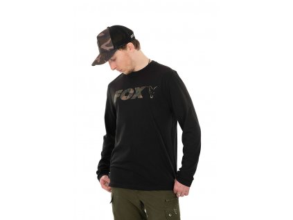 Fox Triko Long Sleeve Black Camo T Shirt