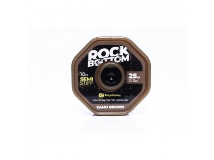 RidgeMonkey Šňůrka RM-Tec Rock Bottom Tungsten Coated Semi Stiff 25lb 10m