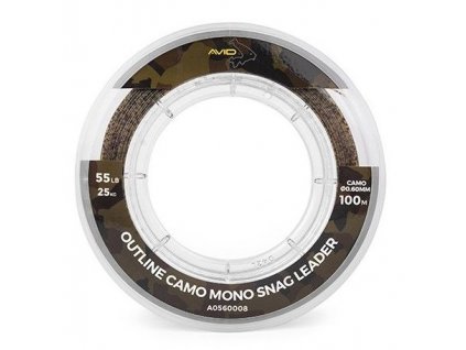 Avid Carp Šokový Vlasec Outline Camo Mono Snag Leader 100 m