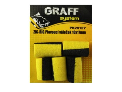 zig rig plovouci valecek 10x17mm cerno zluta 5ks graffishing