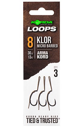 Korda Hotové Montáže Loop Rigs Klor 30lb Nosnost: 30lb, Velikost háčku: #8