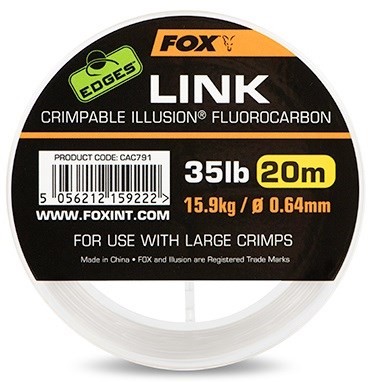 Fox Fluorocarbon Edges Link Illusion Čirý 20 m Nosnost: 35lb, Průměr: 0,64mm