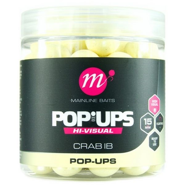 Mainline Plovoucí Boilie High Visual Mini Pop Ups Crab IB Průměr: 15mm, Objem: 250ml