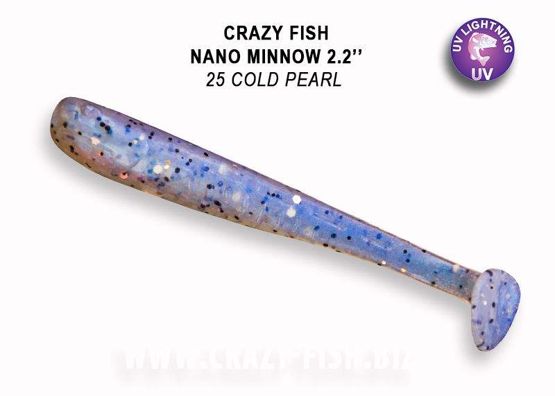 Crazy Fish Gumová Nástraha Nano Minnow 25 Cold Pearl Hmotnost: 2g, Počet kusů: 8ks, Délka cm: 5,5cm