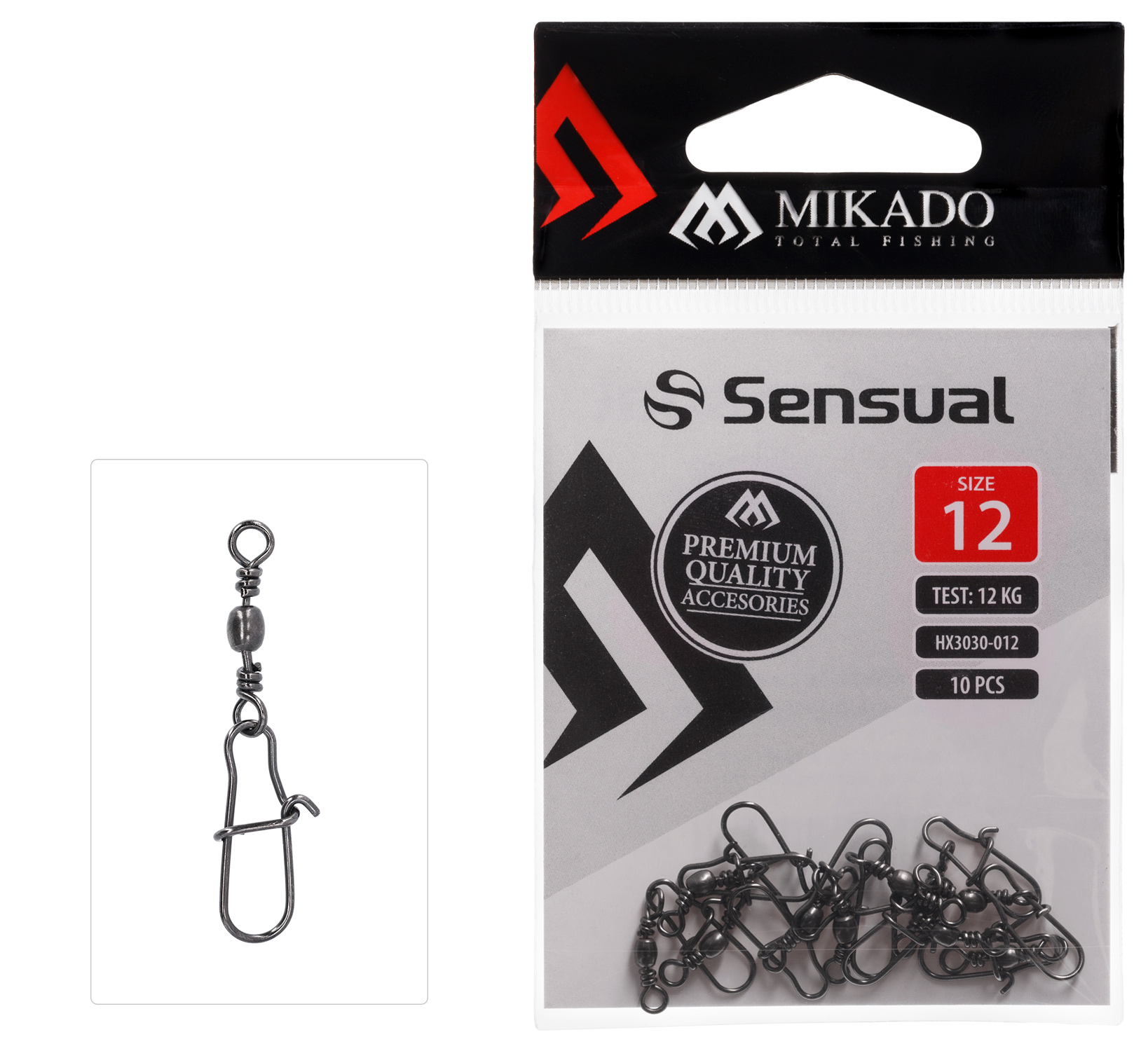 Mikado Obratlík s Karabinou Barrel Swivel With Fastlock Snap Nosnost: 22kg, Počet kusů: 5, Velikost: #2