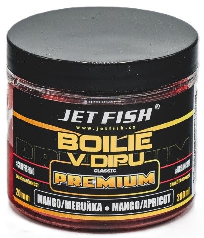 Jet Fish Boilie V Dipu Premium Classic Mango Meruňka 200ml Průměr: 20mm