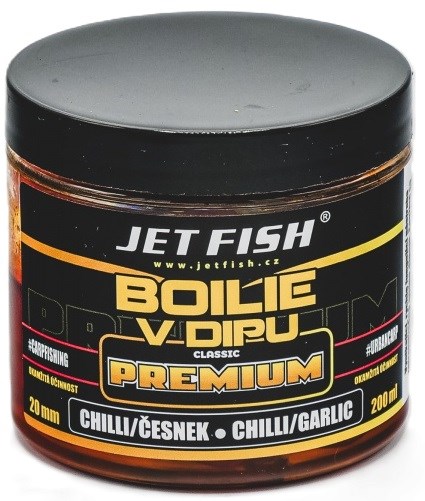Jet Fish Boilie V Dipu Premium Clasicc Chilli Česnek 200ml Průměr: 20mm