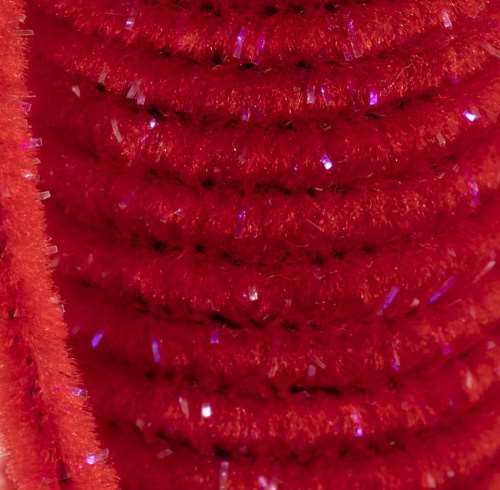 Semperfli Šenylka Sparkle Worm Chenille Fl. Red 3mm