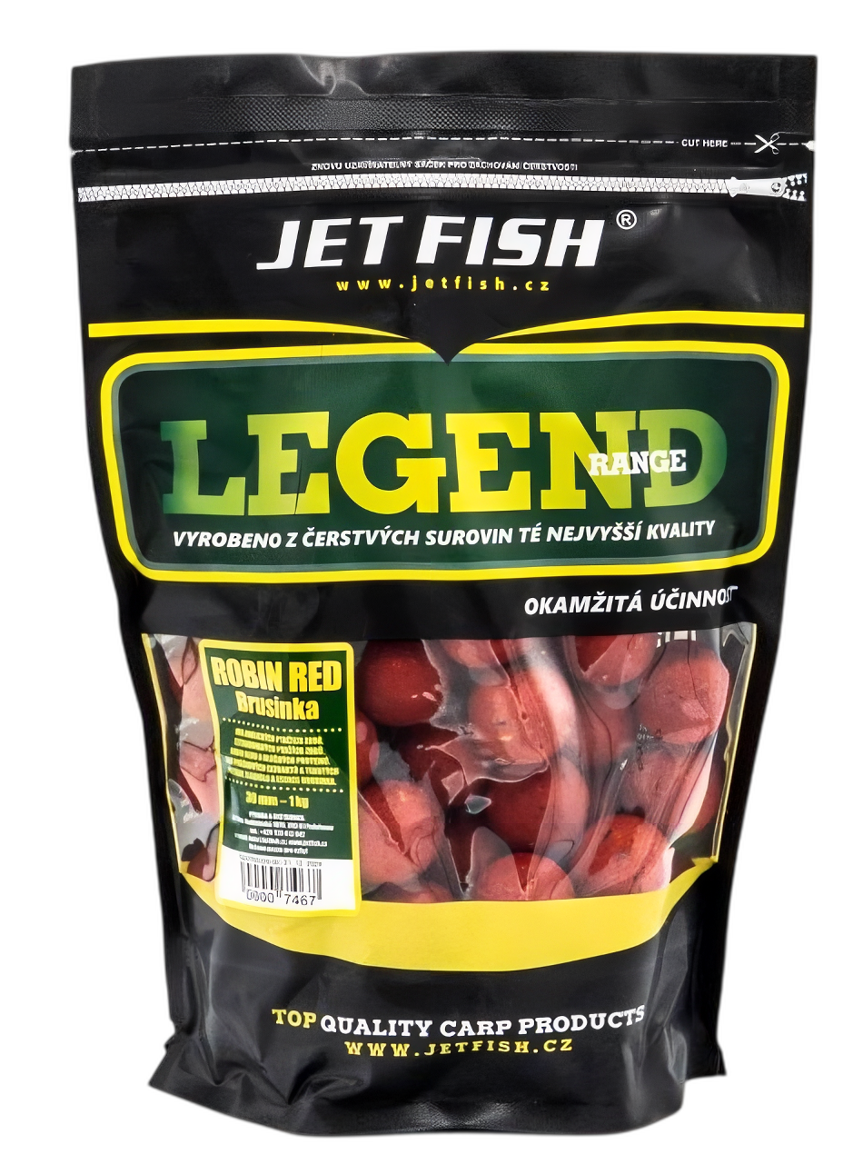 Jet Fish Boilie Legend Range Robin Red + A.C. Brusinka Hmotnost: 1kg, Průměr: 20mm