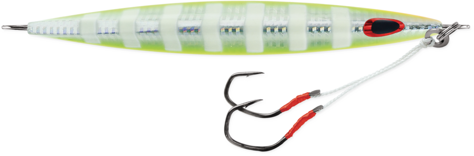 Storm Jig Gomoku Kensaki UV Chartreuse Glow Zebra Délka: 19cm, Hmotnost: 280g