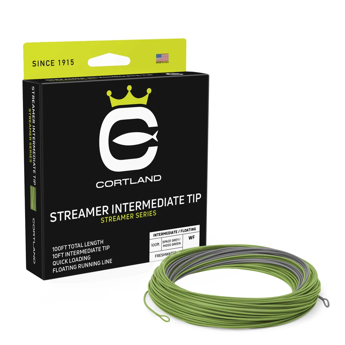 Cortland Muškařská Šnůra Streamer Intermediate Tip Space Grey/Moss Green WF 100ft Aftma: #5