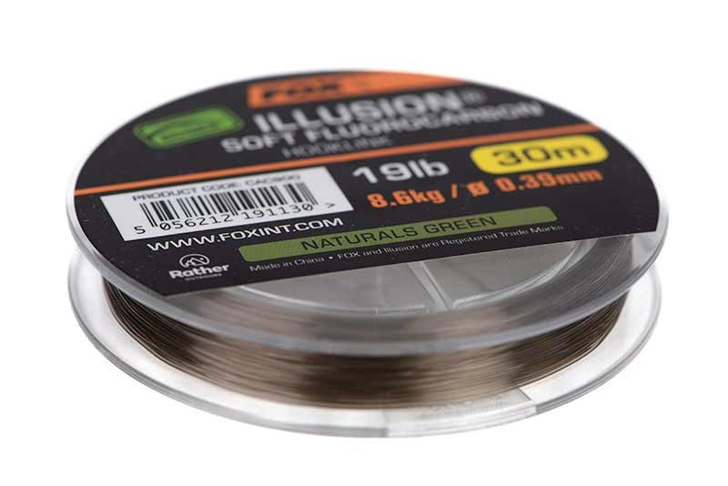 Fox Fluorocarbon Edges Illusion Soft Hooklink Naturals Green 30m Nosnost: 7,3kg, Průměr: 0,35mm (obrázek 4)
