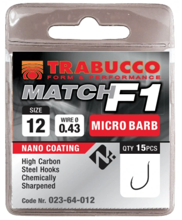 Trabucco Háčky F1 Match Micro Barb 15ks Velikost háčku: #14, Počet ks. v balení: 15ks
