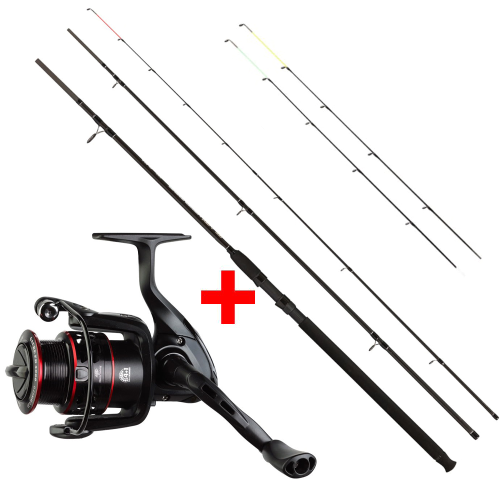 Giants Fishing Prut Black Method Feeder 3,3m 40-90g 3+3-díl + Naviják Gaube FD 3000