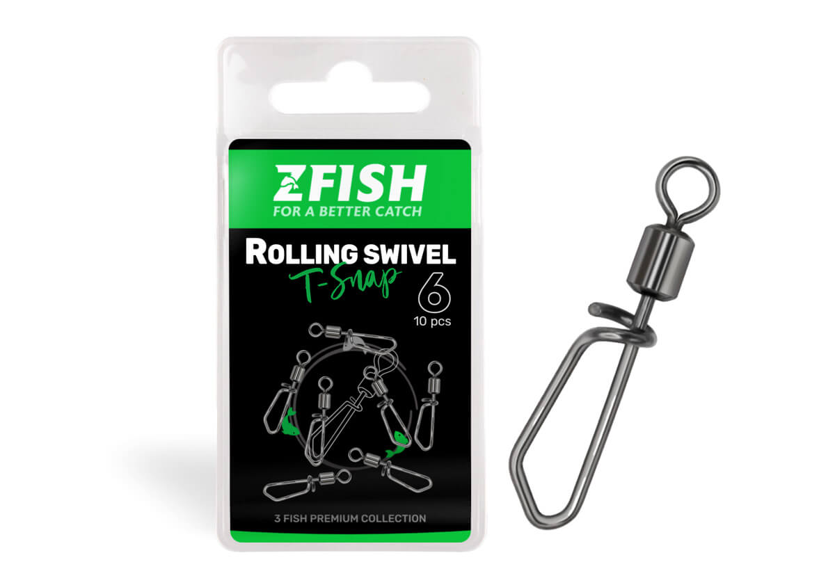 Zfish Obratlík s Karabinkou Rolling Swivel With T Snap 10ks Nosnost: 19kg, Velikost: 12
