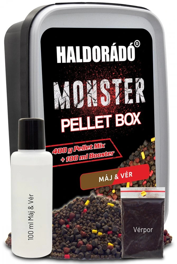 Haldorádó Pelety Monster Pellet Box 2mm 400g Hmotnost: 400g, Průměr: 2mm, Příchuť: Játra-Krev