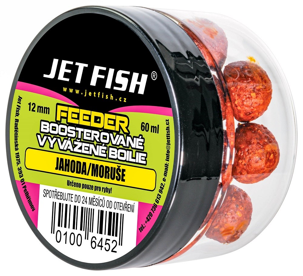 Jet Fish Feeder Boosterované Vyvážené Boilie 12mm 60ml Průměr: 12mm, Příchuť: Banán Chilli, Objem: 60ml - Obrázek 5