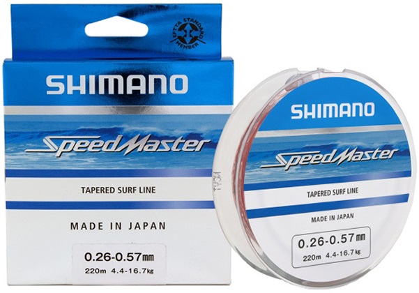 Shimano Ujímaný Vlasec Speedmaster Surf Taper ld Clear 10x15m Nosnost: 17kg, Průměr: 0,33-0,57mm