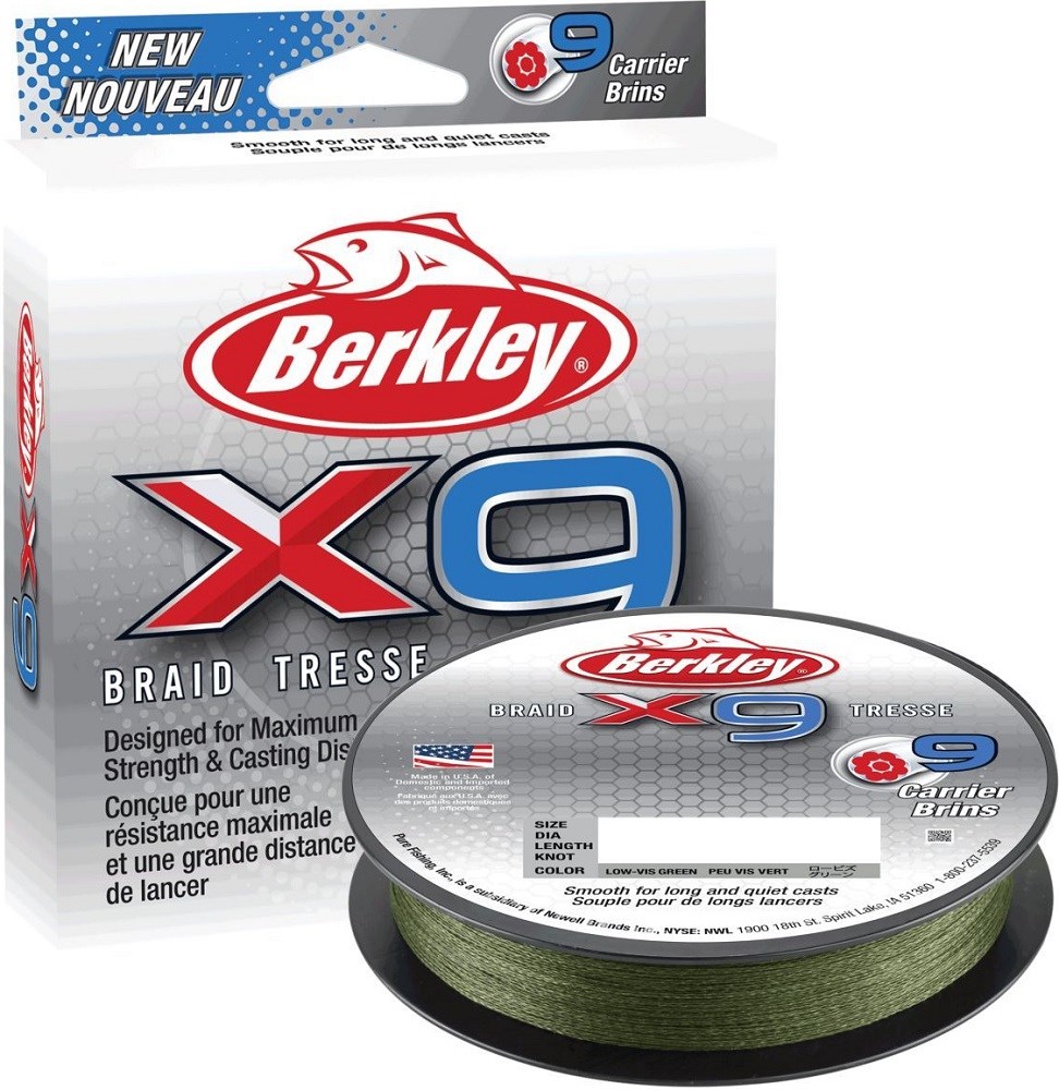 Berkley Pletená Šňůra X9 Low Vis Green 1m Nosnost: 12,1kg, Průměr: 0,12mm