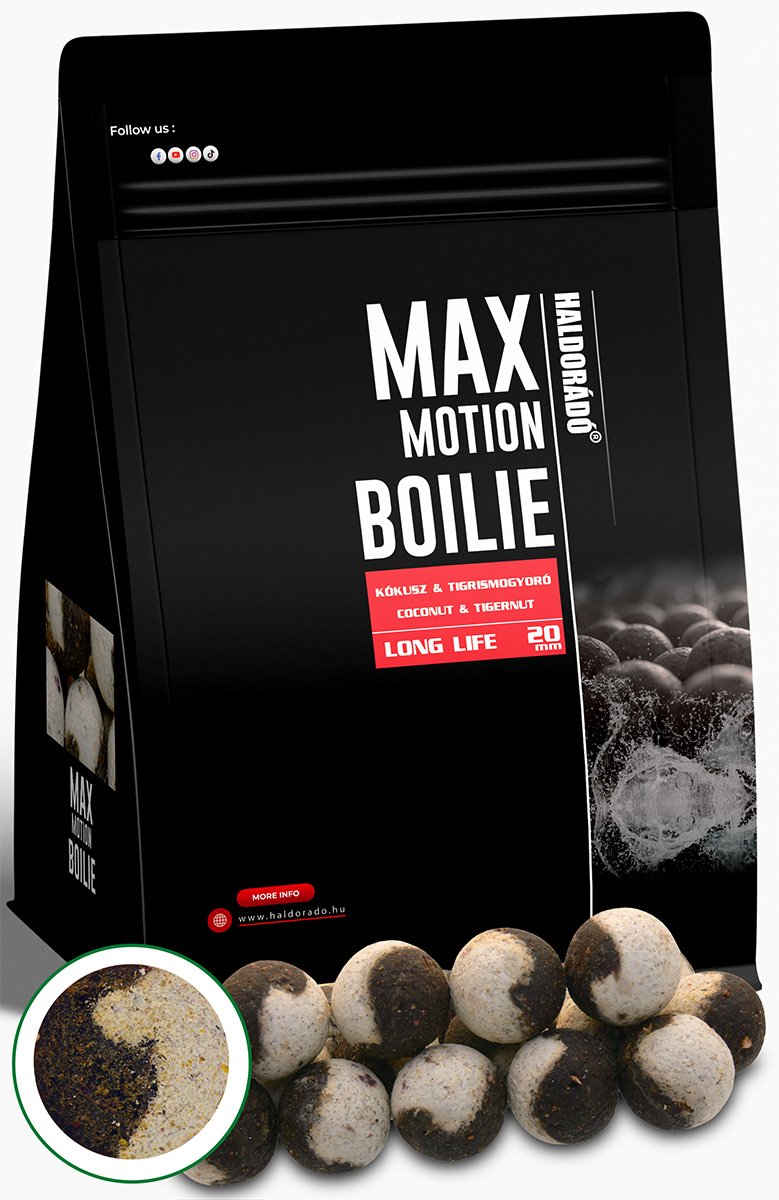 Haldorádó Boilies Max Motion Long Life Kokos Tygří Ořech Hmotnost: 800g, Průměr: 20mm