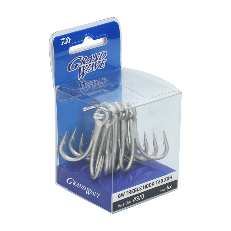 Daiwa Trojháčky Grandwave Treble Hook T60 XXH Velikost háčku: #1/0, Počet ks. v balení: 7ks