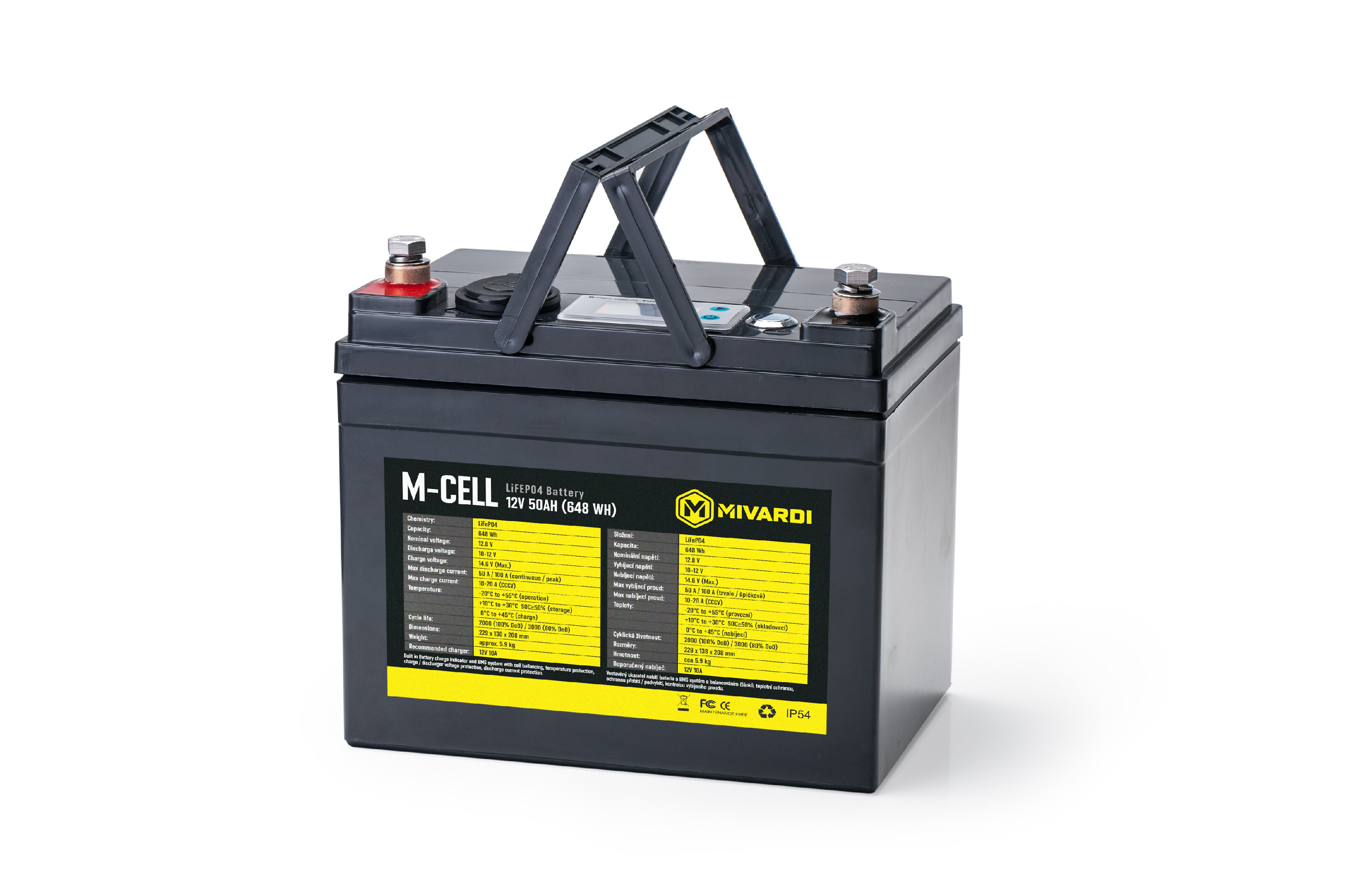 Mivardi Baterie M-Cell LiFePO4 12V 50Ah + 10A Nabíječka
