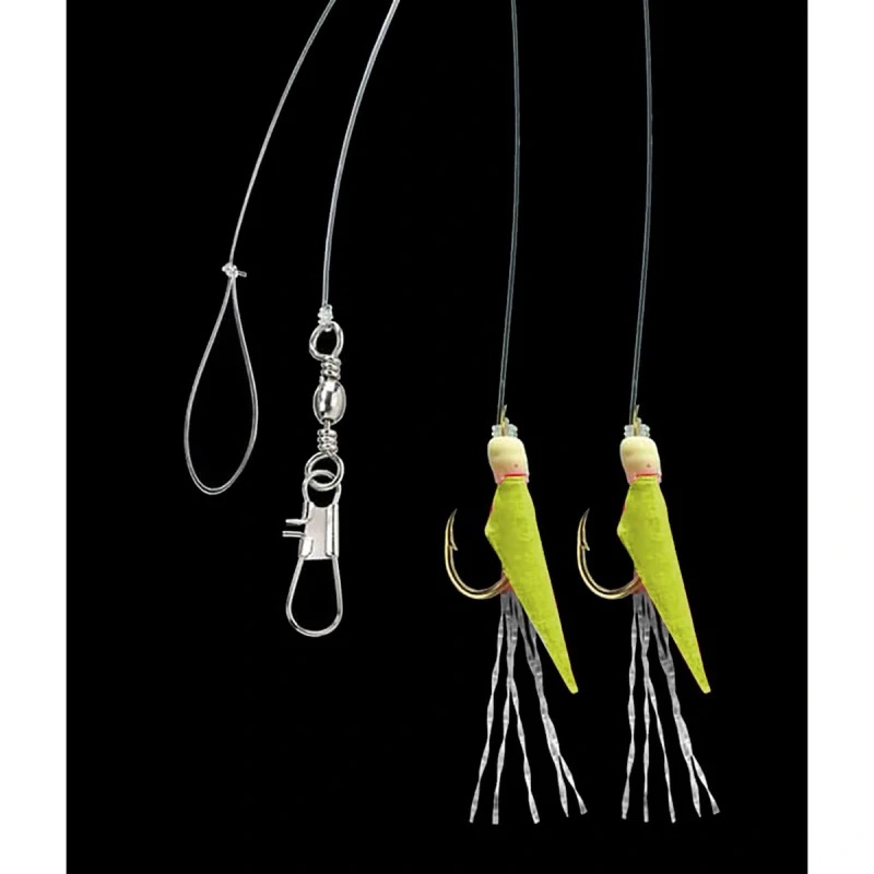 Aquantic Návazec Real Skin Leader Rig 2 Chartreuse 150cm
