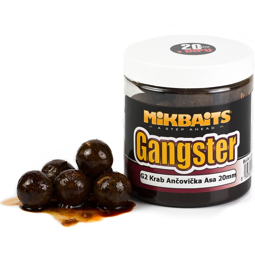 Mikbaits Boilies V Dipu Gangster G2 Krab Ančovička Asa 250ml Hmotnost: 250g, Průměr: 16mm
