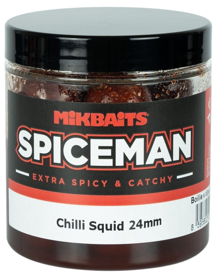 Mikbaits Boilie V Dipu Spiceman Chilli Squid 250ml Hmotnost: 250g, Průměr: 16mm