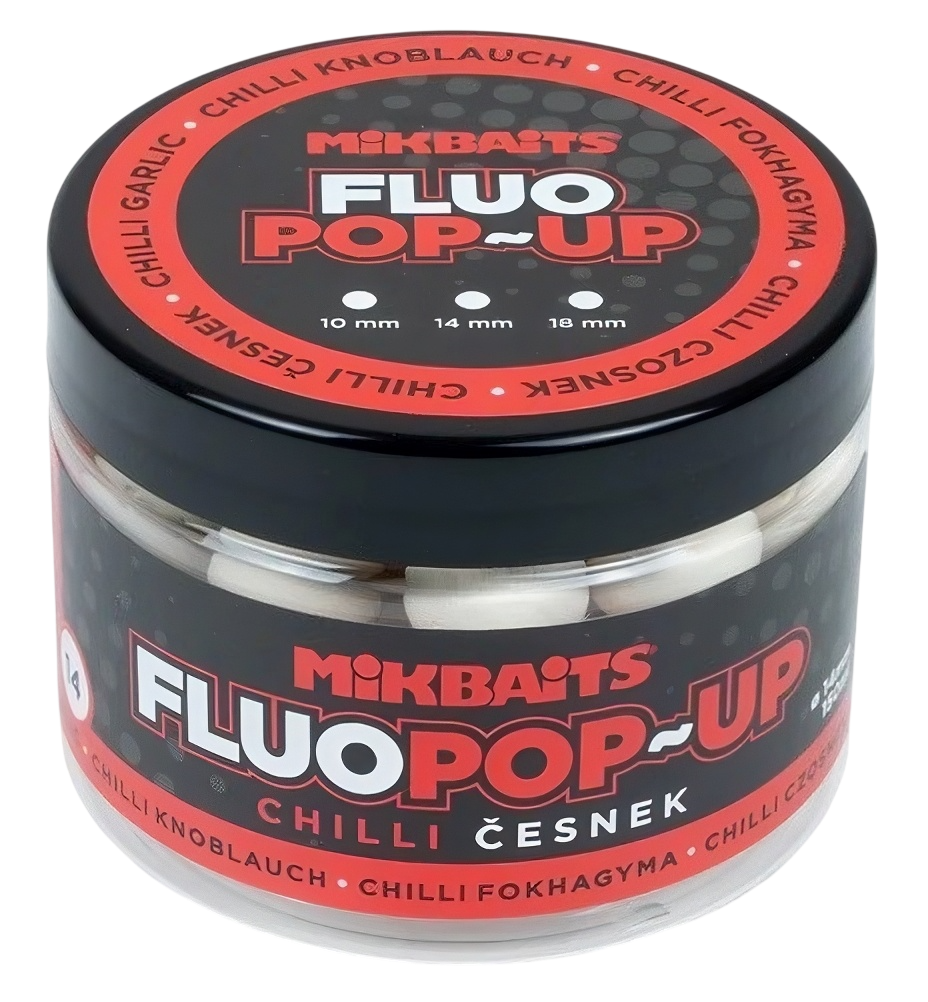 Mikbaits Plovoucí Boilie Fluo Chilli Česnek 150ml Hmotnost: 150g, Průměr: 14mm