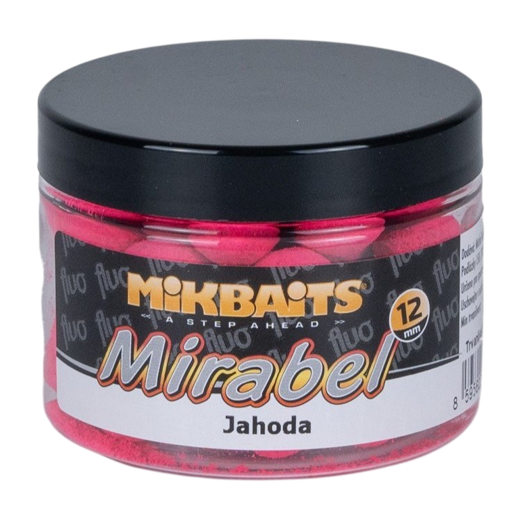 Mikbaits Mirabel Fluo Boilie Jahoda 12mm 150ml Hmotnost: 150g, Průměr: 12mm