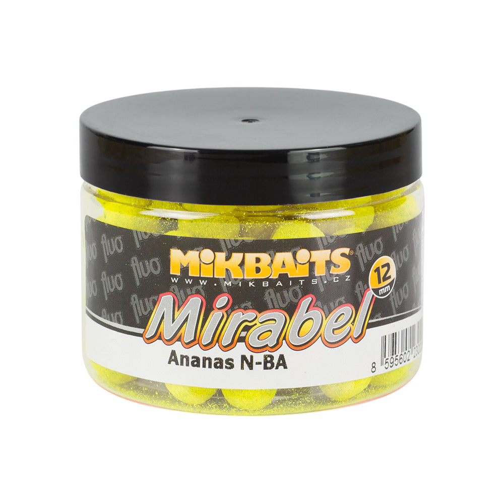 Mikbaits Mirabel Fluo Boilie Ananas N-BA 12mm 150ml Hmotnost: 150g, Průměr: 12mm