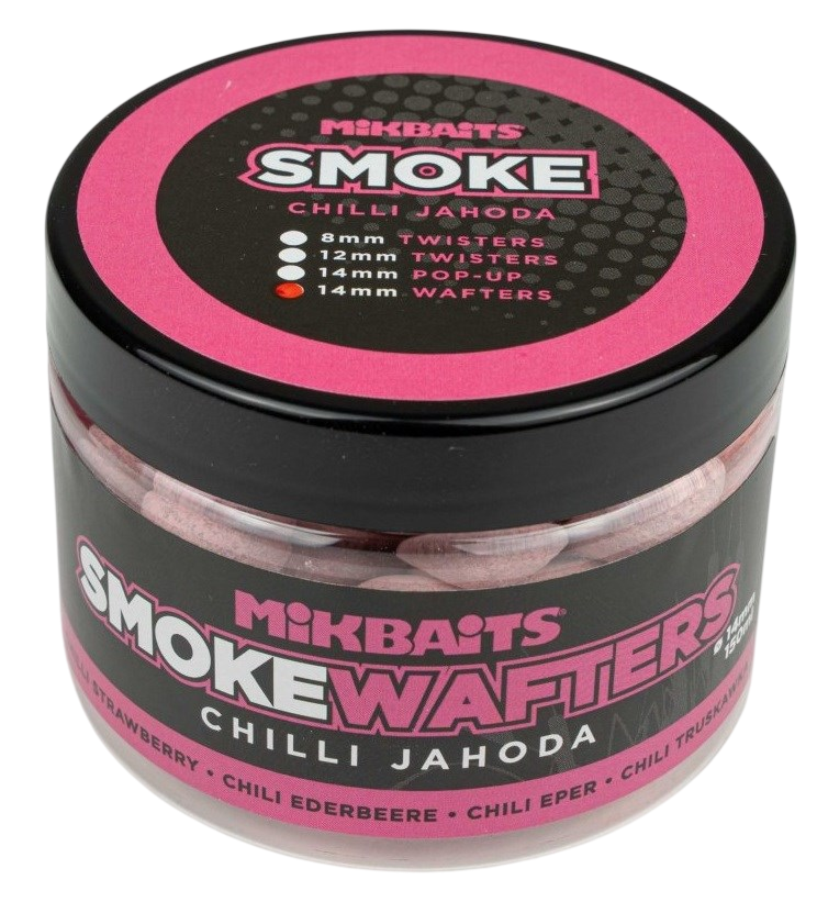 Mikbaits Vyvážené Boilie Smoke Wafters Chilli Jahoda 14mm 150ml Hmotnost: 150g, Průměr: 14mm