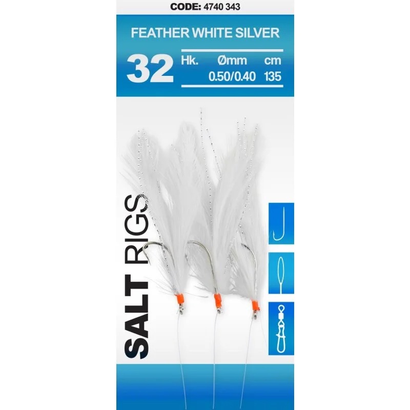 Spro Návazec 32 Salt Rig Feather White Silver Velikost háčku: #2