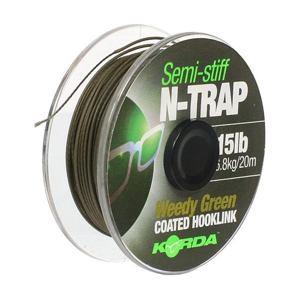 Korda Šňůra N-TRAP Semi -Stiff 20m Varianta: 20lb Weedy Green