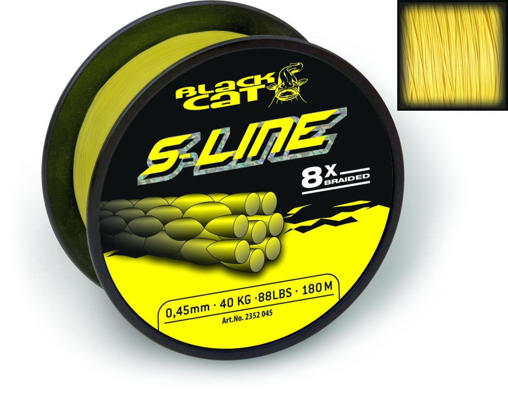 Black Cat Šňůra S-Line Žlutá Varianta: 154lb, Nosnost: 7kg, Průměr: 0,55mm