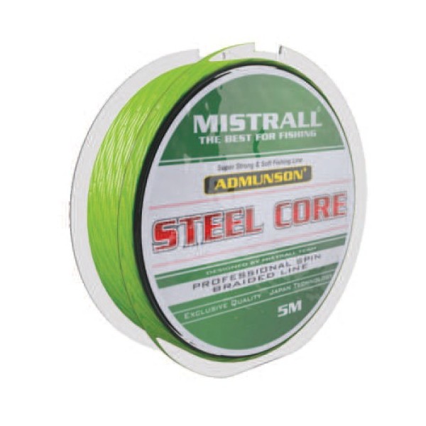 Mistrall pletená Šňůra s ocelovým jádrem Admuson Steel Core Nosnost: 18,8kg, Průměr: 0,14mm