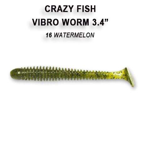 Crazy Fish Gumová Nástraha Vibro Worm 8,5cm 5 Ks Barva: 16 watermelon, Délka: 8,5cm